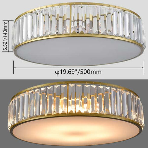 5-Light Modern Gold Crystal Flush Mount Ceiling Light Fixture